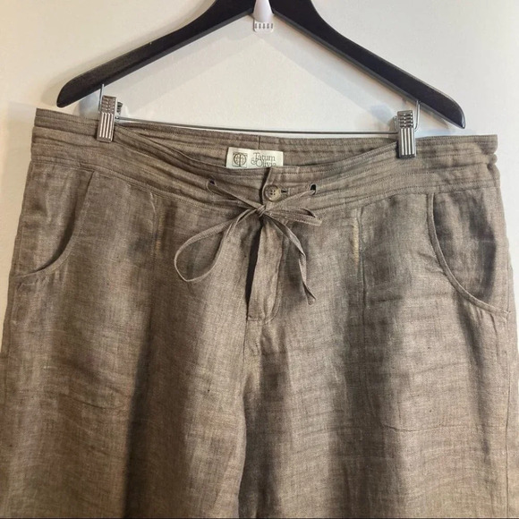 TATUM & OLIVIA Sz 14 Linen Lined Straight Leg Pants with Pockets - Picture 2 of 8